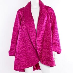 St. Regis “The Room” Pink Quilted Textured Open Front Lounge Jacket Size M | USA